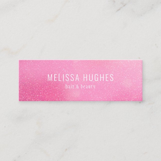 Carte De Visite Mini Simple Moderne Candy Rose Pailleté (Devant)