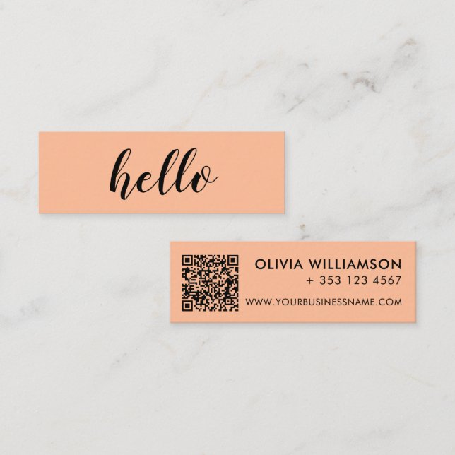 Carte De Visite Mini Simple moderne Pêche Hello QR Code (Devant / Derrière)