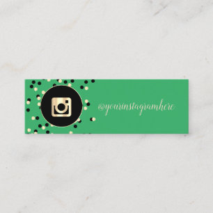 Carte De Visite Mini Simple moderne vert, points, Or Instagram