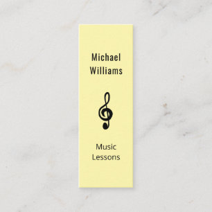Carte De Visite Mini Simple Treble Clef Music Enseignant QR code Jaune