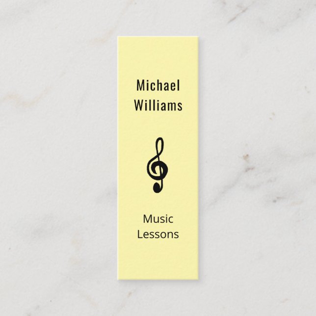 Carte De Visite Mini Simple Treble Clef Music Enseignant QR code Jaune (Devant)