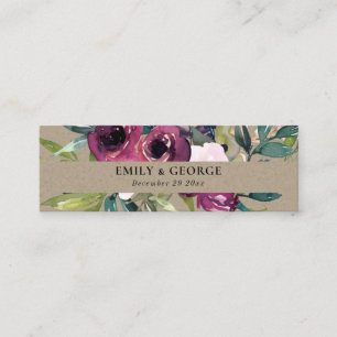 CARTE DE VISITE MINI SITE MARIAGE DE KRAFT BLUSH BURGUNDY FLORAL BUNCH