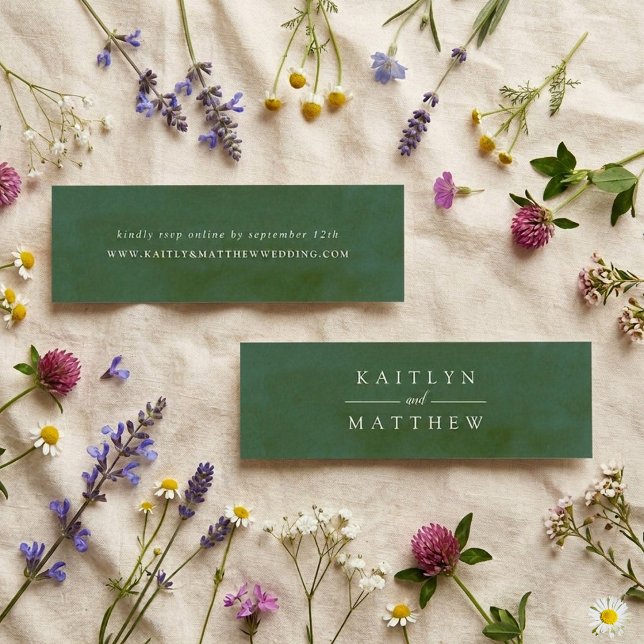 Carte De Visite Mini Site Web de Mariage à l'Aquarelle Verte (Créateur téléchargé)