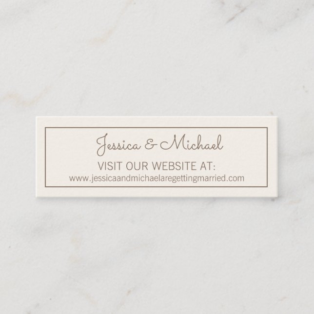 Carte De Visite Mini Site Web de Mariage Blanc Crème d'Ivoire (Devant)