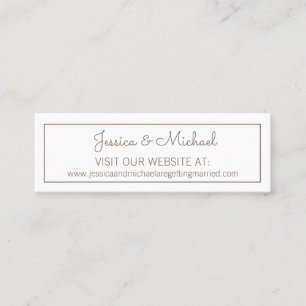 Carte De Visite Mini Site Web de Mariage Blanc Simple