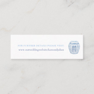 Carte De Visite Mini Site Web Mariage de poterie en bleu blanc chinois