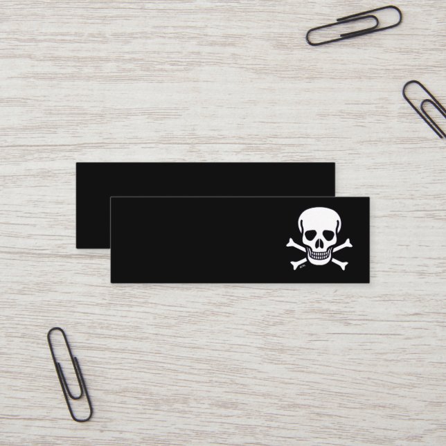 Carte de visite mini Skull n Bones tout en noir (Devant/Arrière en situation)
