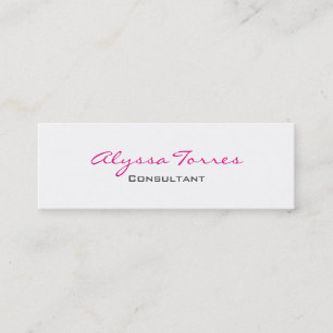 Carte De Visite Mini Slim Gris Blanc Rose Professionnel Moderne tendanc