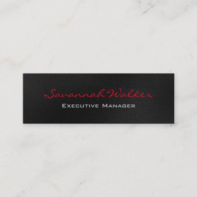 Carte De Visite Mini Slim Grise Rouge Script Professionnel Moderne Tend (Devant)
