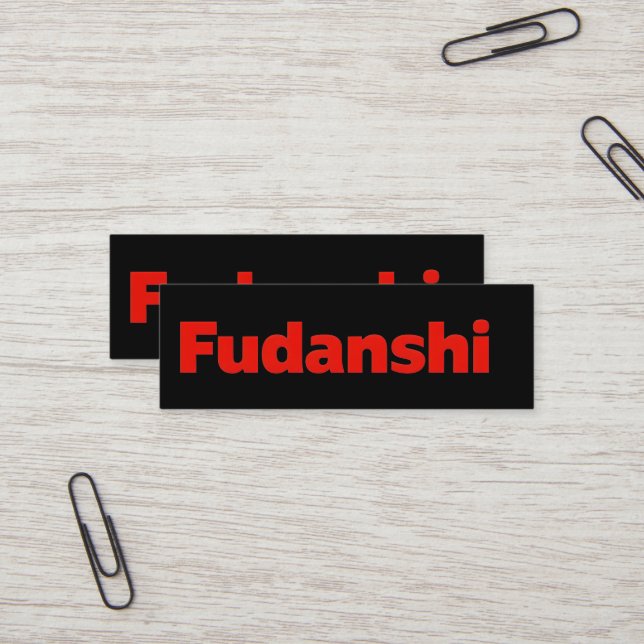 Carte De Visite Mini Slogan rouge Sinple Fudanshi (Devant/Arrière en situation)