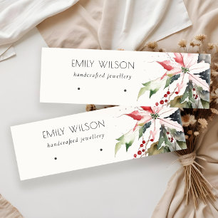 Carte De Visite Mini Soft Christmas Berry Poinsettia Aquarelle oreille