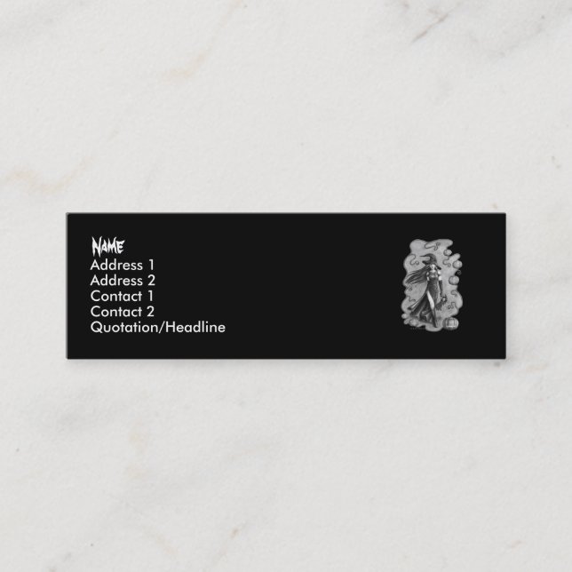Carte De Visite Mini Sorcière et poupée Halloween (Devant)