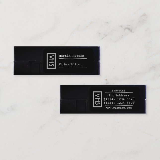Carte De Visite Mini Style drôle de sembler de faux de VHS (Devant / Derrière)