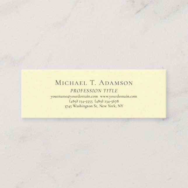 Carte De Visite Mini Style Rétro Élégant Simple Tons Crème (Devant)