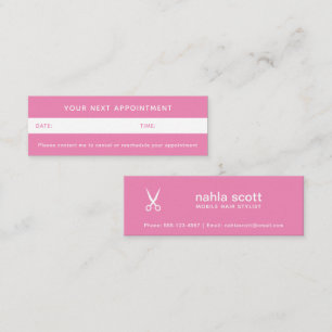 Carte De Visite Mini Styliste de cheveux mobiles Ciseaux rose foncé Ren