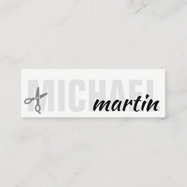 Carte De Visite Mini Styliste des salons de texte gras et curieux (Devant)