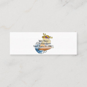 Carte De Visite Mini Surfer moose on Blue Ocean Wave choose