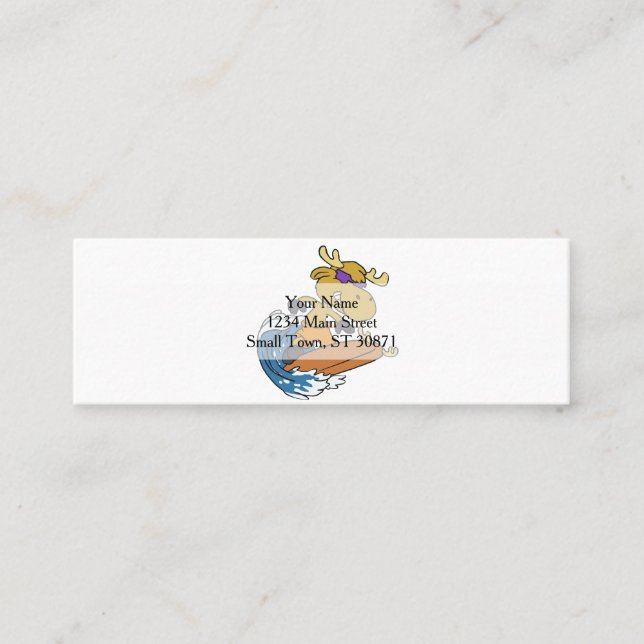 Carte De Visite Mini Surfer moose on Blue Ocean Wave choose (Devant)