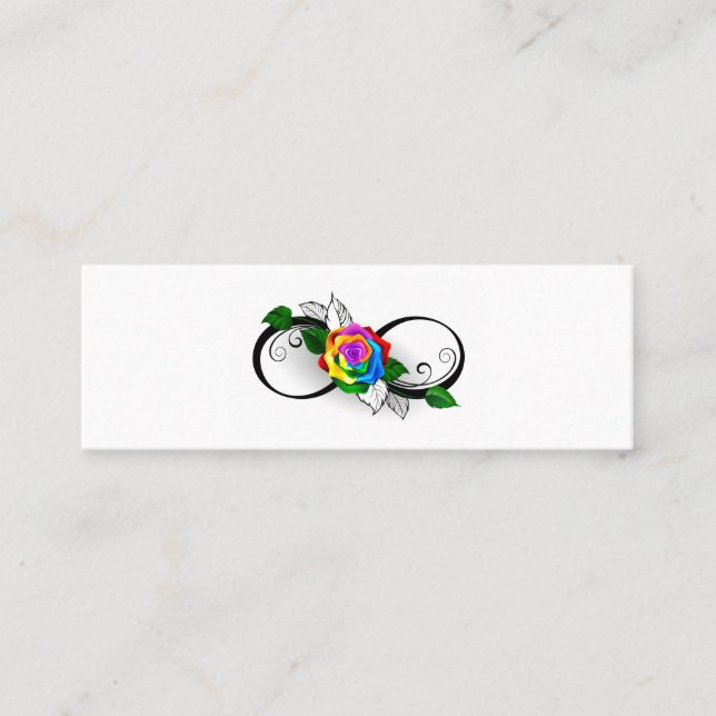 Carte De Visite Mini Symbole d'infini avec Rose arc-en-ciel (Devant)