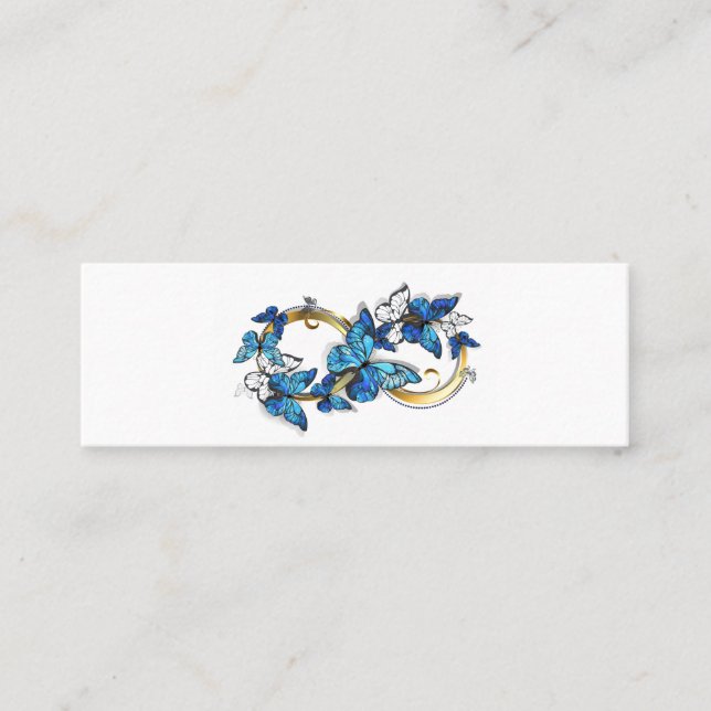 Carte De Visite Mini Symbole infini de papillons Morpho bleus (Devant)