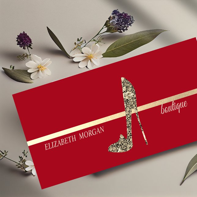 Carte De Visite Mini Talons hauts élégants et modernes, diamants rouges (Créateur téléchargé)