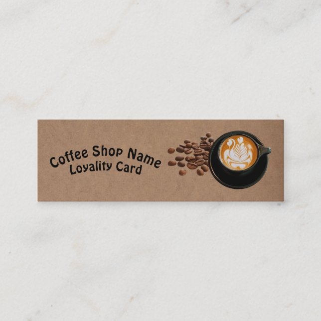 Carte De Visite Mini Tasses à café Kraft rustiques Haricots de café (Devant)