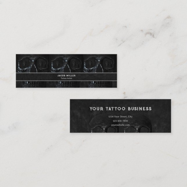 Carte De Visite Mini Tattoo Artist Gothic Black Dark Academia Skull Bus (Devant / Derrière)