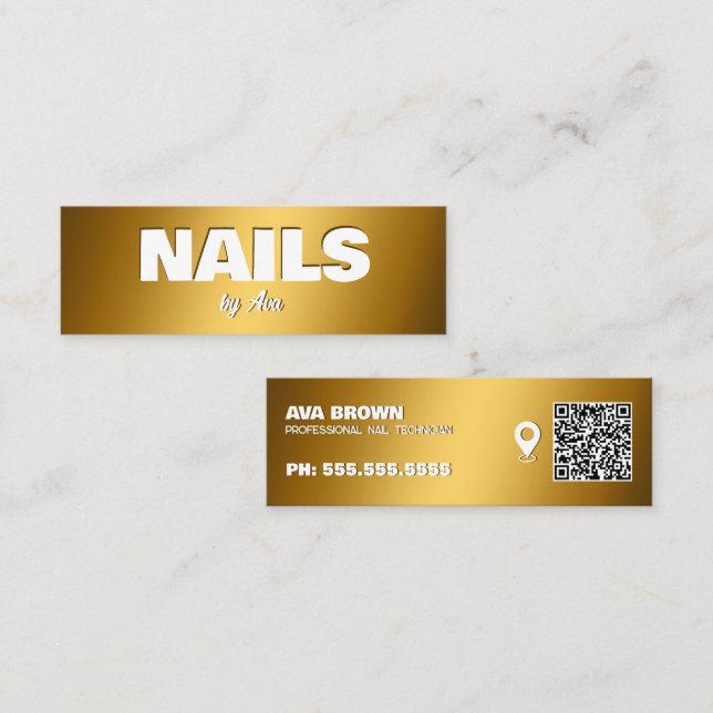 Carte De Visite Mini Technicien d'ongles Google Maps QR (Devant / Derrière)