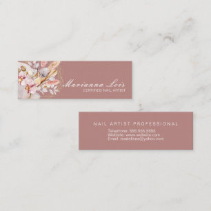 Carte De Visite Mini Technicienne en onglerie Salon Or Bohème Florales
