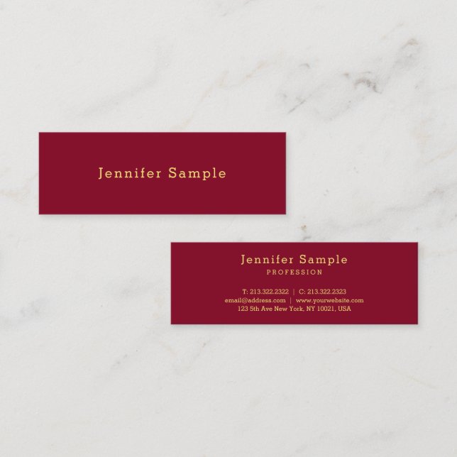 Carte De Visite Mini Tendance Élégant Moderne Design Simple Texte Or (Devant / Derrière)