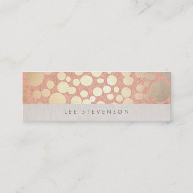 Carte De Visite Mini Tendance Gold Cercles Peach Linen Look (Devant)
