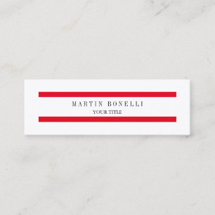 Carte De Visite Mini Tendance lignes rouges slim simples