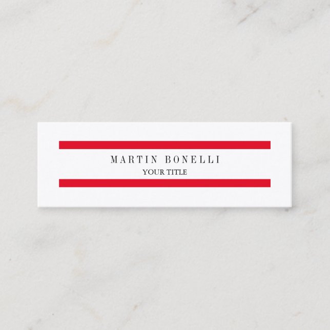 Carte De Visite Mini Tendance lignes rouges slim simples (Devant)