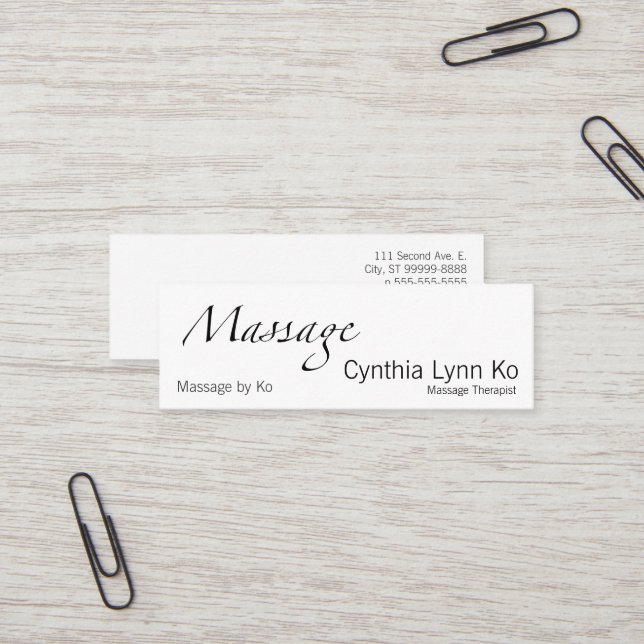 Carte De Visite Mini Texte de massage (Devant/Arrière en situation)