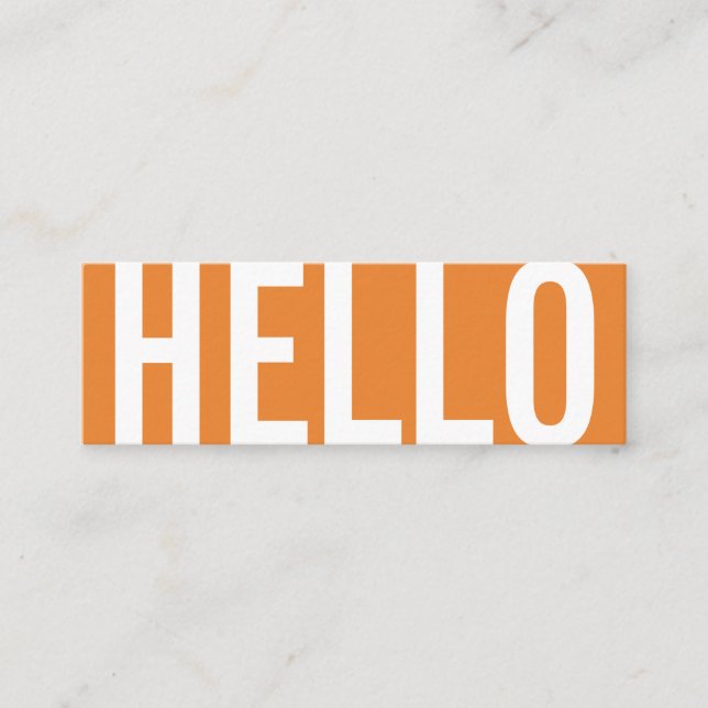 Carte De Visite Mini Texte en gras | Bonjour (Orange) (Devant)