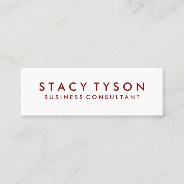 Carte De Visite Mini Texte minimal en rouge profond (Devant)