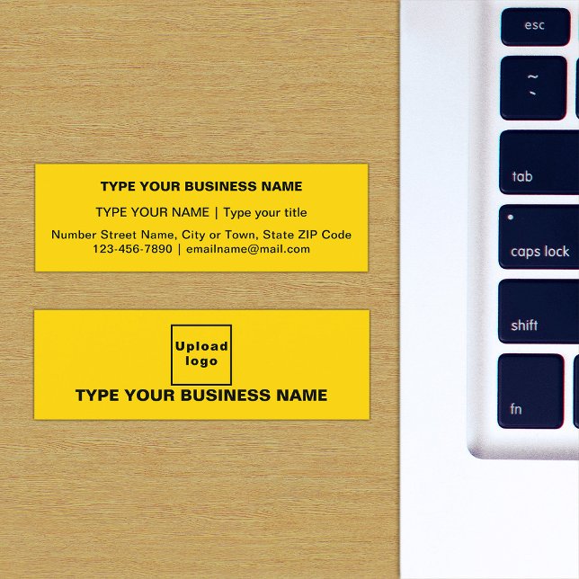 Carte De Visite Mini Textes simples Design sur le côté avant de Jaune (The front and back of the yellow mini business card)
