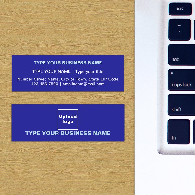 Carte De Visite Mini Textes simples Design sur le côté avant du bleu (The front and back of the blue mini business card)