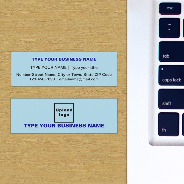 Carte De Visite Mini Textes simples Design sur le côté avant du bleu cl (The front and back of the light blue mini business card)
