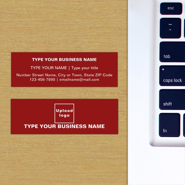 Carte De Visite Mini Textes simples Design sur le côté avant du rouge (The front and back of the red mini business card)