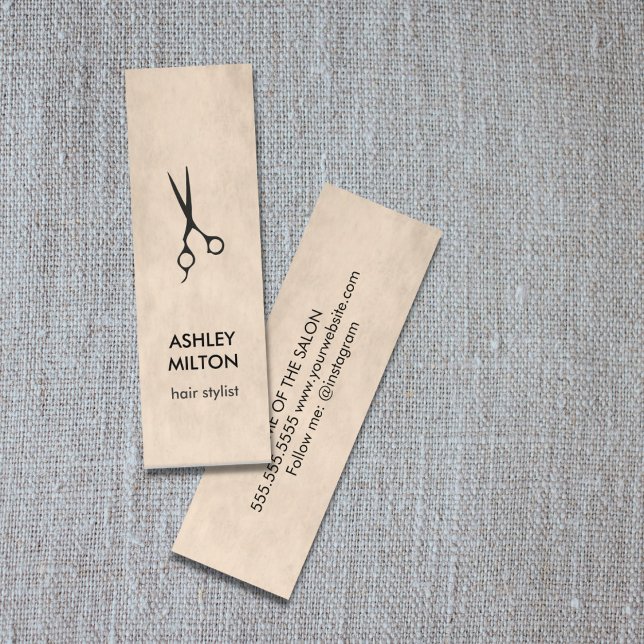 Carte De Visite Mini Texture minimale élégante Ciseaux noirs cheveux (Créateur téléchargé)