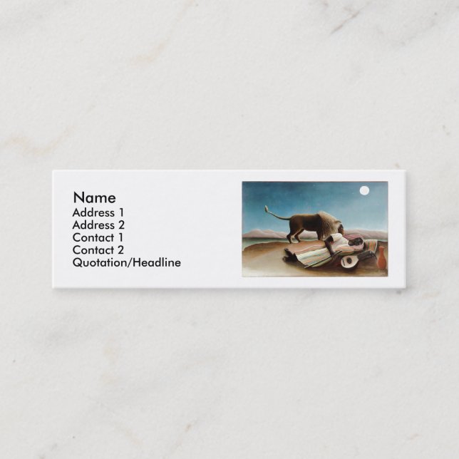 Carte De Visite Mini "The Sleeping Gypsy" de Rousseau (1897) (Devant)