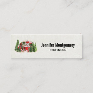 Carte De Visite Mini Thème extérieur du camping de Noël Trailer