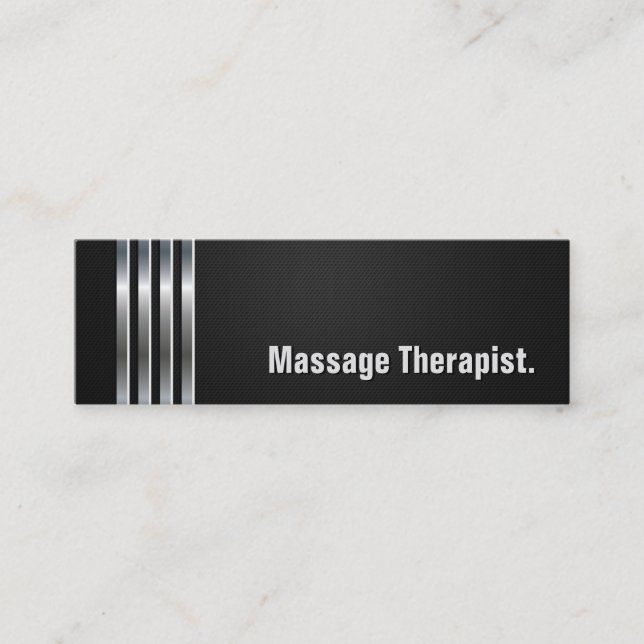 Carte De Visite Mini Thérapiste de massage - Bandes d'argent noir (Devant)