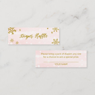 Carte De Visite Mini Tirage au sort des couches de Baby Shower Flocons