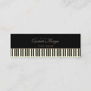 Carte De Visite Mini Touches de Piano Modernes, Noires, Professeur de M