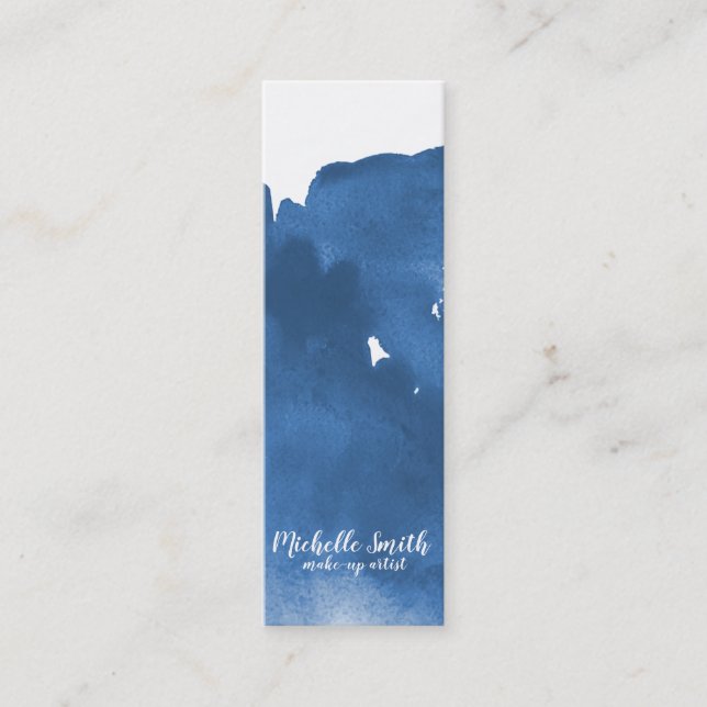 Carte De Visite Mini trait de brosse Abstrait couleur bleu aquarelle (Devant)