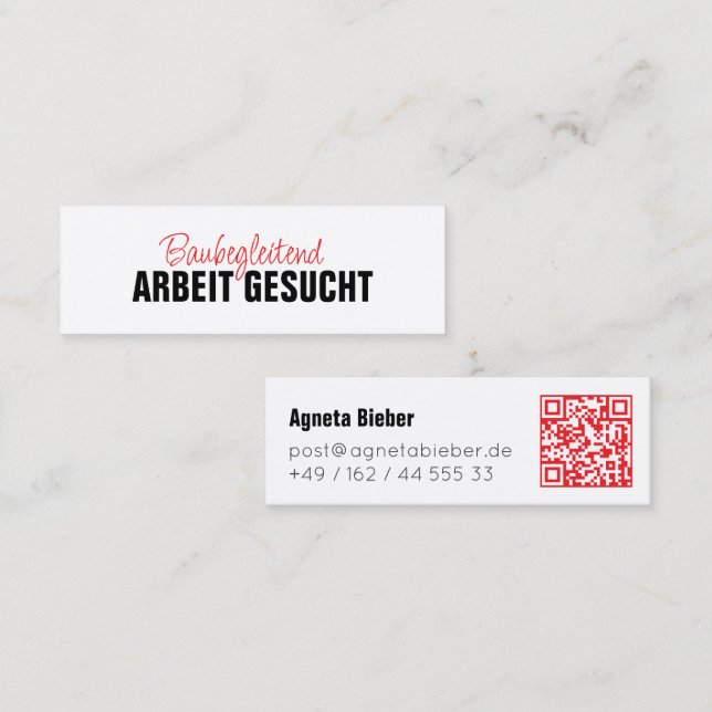 Carte De Visite Mini Travail recherché  (Devant / Derrière)
