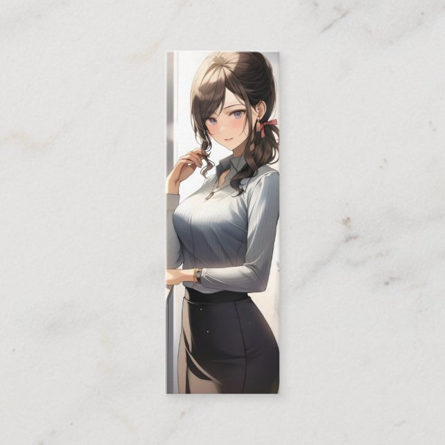 Carte De Visite Mini Travailleur de bureau pour fille Anime (Devant)