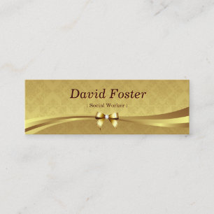 Carte De Visite Mini Travailleur social - Shiny Gold Damask
